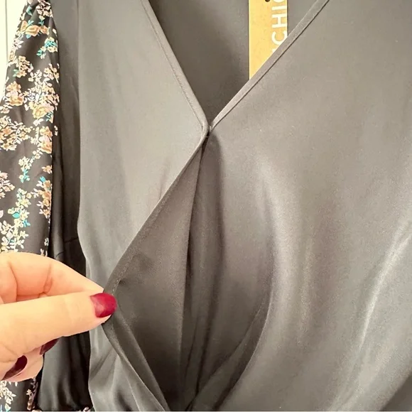 BloomChic Ditsy Floral Patchwork Elastic Waist Blouse Black / 22-24 / 3X - Picture 6 of 14